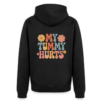 Stomach ache funny flower design - Unisex Premium Organic Zip Hoodie - black - Back - Nico (187cm)