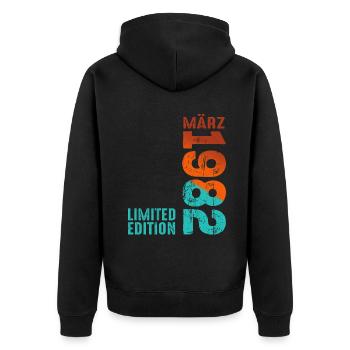 Légendaire depuis mars 1982 Cadeau d’anniversaire - Veste à capuche bio Premium Unisexe - noir - Dos - Nico (187cm)