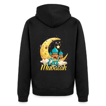 Eid Mubarak Festive Moonscape - Unisex Premium Organic Zip Hoodie - black - Back - Nico (187cm)
