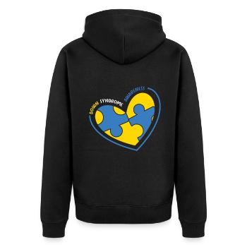 Down Syndrom Bewusstsein Herz Puzzle - Unisex Premium Bio Zip Hoodie - Schwarz - Hinten - Nico (187cm)
