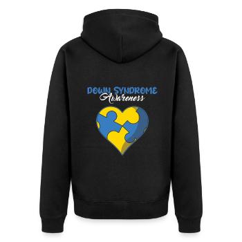 Down Syndrom Bewusstsein Herz Puzzle - Unisex Premium Bio Zip Hoodie - Schwarz - Hinten - Nico (187cm)