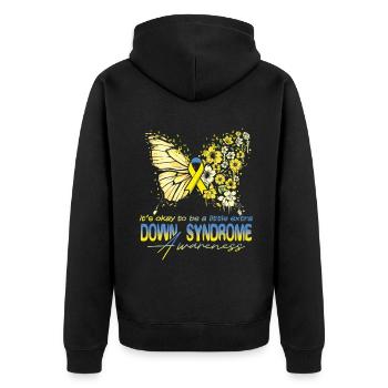 Down Syndrome Awareness Butterfly Flowers - Unisex Premium Organic Zip Hoodie - black - Back - Nico (187cm)