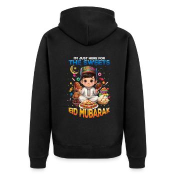 Eid Mubarak Sweet Treats Moon - Unisex Premium Organic Zip Hoodie - black - Back - Nico (187cm)