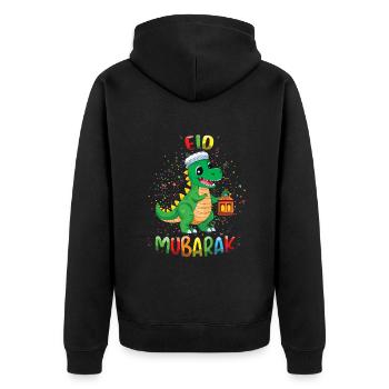 Eid Mubarak Dinosaur Lantern Celebration - Unisex Premium Organic Zip Hoodie - black - Back - Nico (187cm)