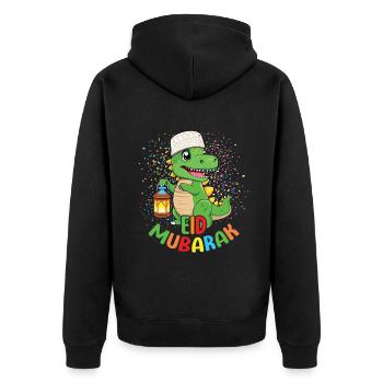 Happy Dinosaur Eid Mubarak Illustration - Unisex Premium Organic Zip Hoodie - black - Back - Nico (187cm)