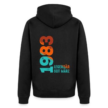 Légendaire Depuis Mars 1983 Mars 1983 Anniversaire 1983 - Veste à capuche bio Premium Unisexe - noir - Dos - Nico (187cm)