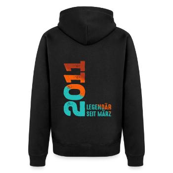 Legendary Since March 2011 March 2011 Birthday 2011 - Unisex Premium Organic Zip Hoodie - black - Back - Nico (187cm)