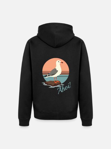 Seagull Ahoy - Unisex Premium Organic Zip Hoodie - black