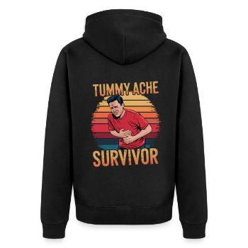 Bauchweh Überlebender Tummy Ache Survivor - Unisex Premium Organic Zip Hoodie - black - Back - Nico (187cm)