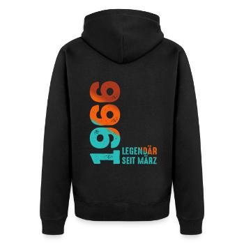 Légendaire depuis mars 1966 mars 1966 Anniversaire 1966 - Veste à capuche bio Premium Unisexe - noir - Dos - Nico (187cm)