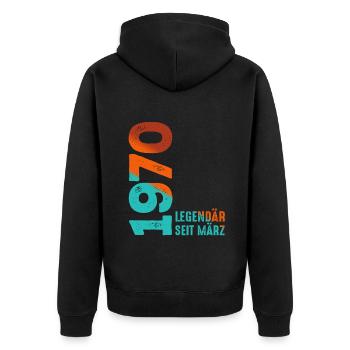 Legendär Seit März 1970 März 1970 Geburtstag 1970 - Unisex Premium Bio Zip Hoodie - Schwarz - Hinten - Nico (187cm)