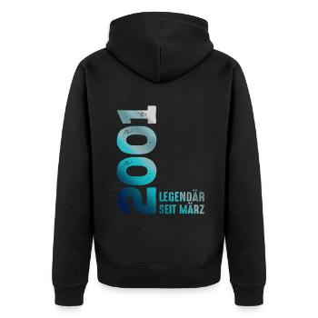 Legendär Seit März 2001 März 2001 Geburtstag 2001 - Unisex Premium Bio Zip Hoodie - Schwarz - Hinten - Nico (187cm)
