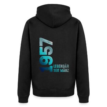 Legendär Seit März 1957 März 1957 Geburtstag 1957 - Unisex Premium Bio Zip Hoodie - Schwarz - Hinten - Nico (187cm)