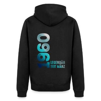 Légendaire depuis mars 1960 mars 1960 Anniversaire 1960 - Veste à capuche bio Premium Unisexe - noir - Dos - Nico (187cm)