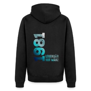 Legendär Seit März 1981 März 1981 Geburtstag 1981 - Unisex Premium Bio Zip Hoodie - Schwarz - Hinten - Nico (187cm)