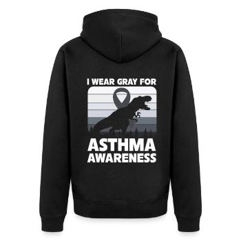 Ich Trage Grau Für Asthma Bewusstsein - Unisex Premium Bio Zip Hoodie - Schwarz - Hinten - Nico (187cm)