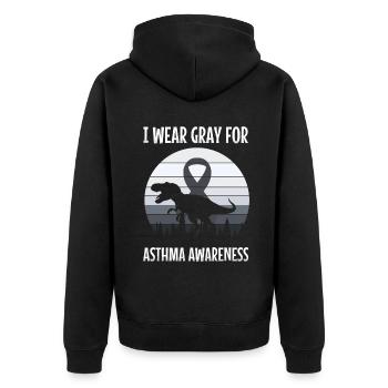 Ich Trage Grau Für Asthma Bewusstsein Mit - Unisex Premium Bio Zip Hoodie - Schwarz - Hinten - Nico (187cm)