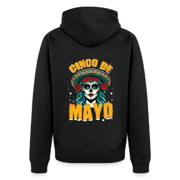 Cinco de Mayo Squelette avec sombrero et fleurs - Veste à capuche bio Premium Unisexe - noir - Dos - Nico (187cm)