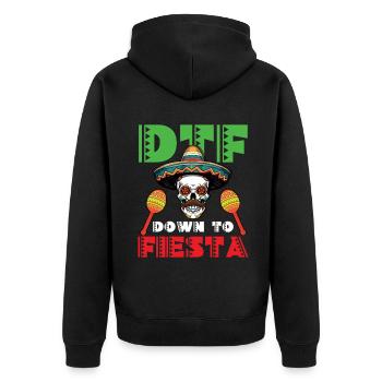 Cinco De Mayo DTF Down To Fiesta - Unisex Premium Bio Zip Hoodie - Schwarz - Hinten - Nico (187cm)