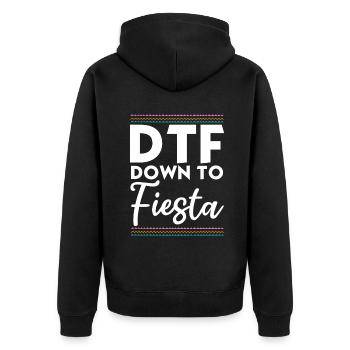 DTF Down To Fiesta Cinco De Mayo Spaß - Unisex Premium Bio Zip Hoodie - Schwarz - Hinten - Nico (187cm)