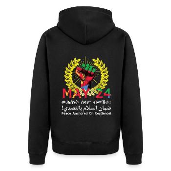 Eritrea May 24 Frieden Verankert In Resilienz - Unisex Premium Bio Zip Hoodie - Schwarz - Hinten - Nico (187cm)