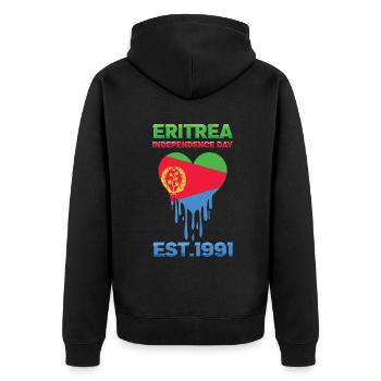 Eritrea Independence Day Est. 1991 - Unisex Premium Organic Zip Hoodie - black - Back - Nico (187cm)