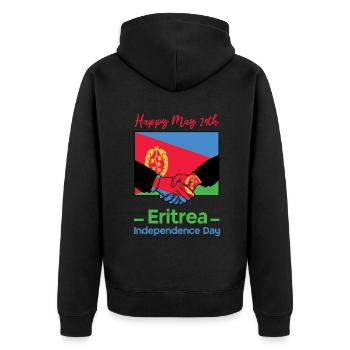 Eritrea Unabhängigkeitstag Handschlag Motiv - Unisex Premium Bio Zip Hoodie - Schwarz - Hinten - Nico (187cm)