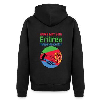 Eritrea Happy May 24th Independence Day - Unisex Premium Bio Zip Hoodie - Schwarz - Hinten - Nico (187cm)