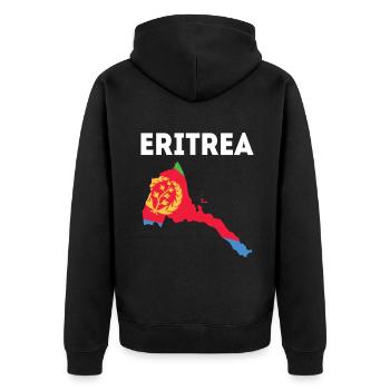 Eritrea Karte Mit Flagge Und Wappen - Unisex Premium Bio Zip Hoodie - Schwarz - Hinten - Nico (187cm)