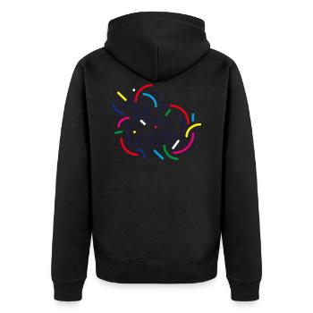 Bitte, wach auf! - Unisex Premium Bio Zip Hoodie - Schwarz - Hinten - Nico (187cm)