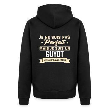 Cadeau humour Guyot nom de famille - Veste à capuche bio Premium Unisexe - noir - Dos - Nico (187cm)