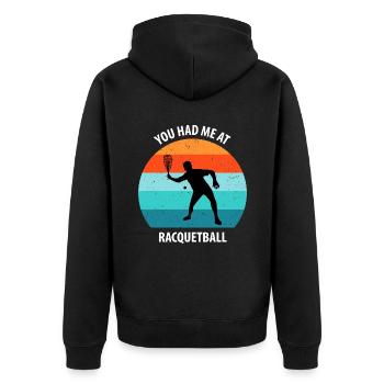 Racqueetball - Unisex Premium Organic Zip Hoodie - black - Back - Nico (187cm)