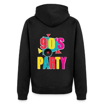 90s Party - Unisex Premium Bio Zip Hoodie - Schwarz - Hinten - Nico (187cm)