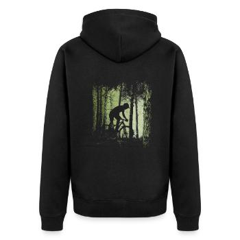 Forest Trail Bicycle Cyclist Offroad Downhill MTB - Unisex Premium Organic Zip Hoodie - black - Back - Nico (187cm)