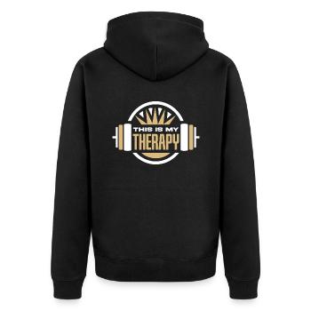 Workout, Fitness, Gym, Workout, Sports, Fun - Unisex Premium Organic Zip Hoodie - black - Back - Nico (187cm)