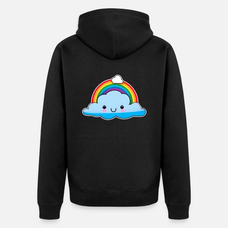 Cute cloud with rainbow - Unisex Premium Organic Zip Hoodie - black