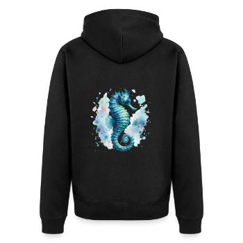 Seahorse, Sea, Sea Creatures, Vacation, Beach, Fun - Unisex Premium Organic Zip Hoodie - black - Back - Nico (187cm)