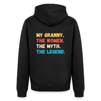Ma grand-mère. Les femmes. Le mythe. La légende - Veste à capuche bio Premium Unisexe - noir - Dos - Nico (187cm)