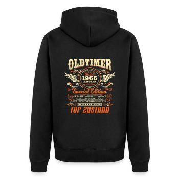 Oldtimer Baujahr 1966 Jahrgang Geburtstag Geschenk - Unisex Premium Bio Zip Hoodie - Schwarz - Hinten - Nico (187cm)