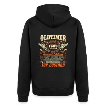 Oldtimer Baujahr 1983 Jahrgang Geburtstag Geschenk - Unisex Premium Bio Zip Hoodie - Schwarz - Hinten - Nico (187cm)