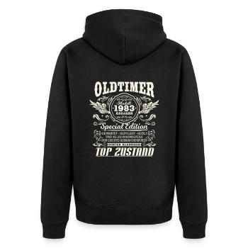Oldtimer Baujahr 1983 Jahrgang Geburtstag Geschenk - Unisex Premium Bio Zip Hoodie - Schwarz - Hinten - Nico (187cm)