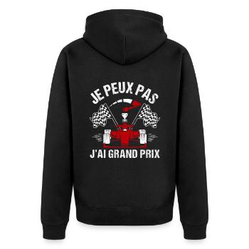 Je peux pas j' ai grand prix humour course voiture - Veste à capuche bio Premium Unisexe - noir - Dos - Nico (187cm)