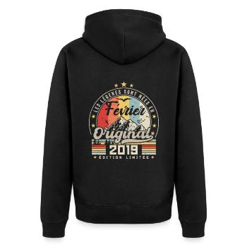 February 2019 5th Anniversary Gift February 2019 - Unisex Premium Organic Zip Hoodie - black - Back - Nico (187cm)