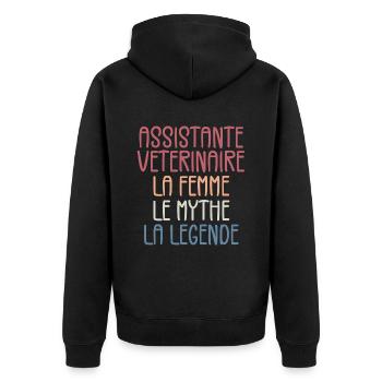Tierärztliche Fachangestellte - Unisex Premium Bio Zip Hoodie - Schwarz - Hinten - Nico (187cm)