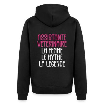 Tierärztliche Fachangestellte - Unisex Premium Bio Zip Hoodie - Schwarz - Hinten - Nico (187cm)