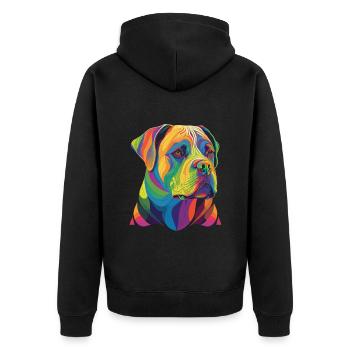 Bunte Amerikanische Bulldogge Männer Frauen - Unisex Premium Bio Zip Hoodie - Schwarz - Hinten - Nico (187cm)