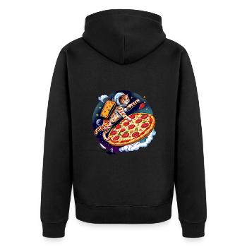 Katze Pizza Weltraum Pizza Galaxie Astronaut - Unisex Premium Bio Zip Hoodie - Schwarz - Hinten - Nico (187cm)