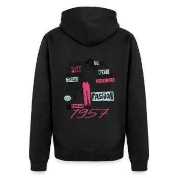 Jahrgang 1957 Geschenk Geburtstag 1957 Mädchen 1957 - Unisex Premium Bio Zip Hoodie - Schwarz - Hinten - Nico (187cm)