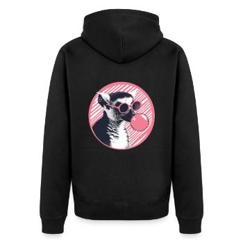 Lémurien avec lunettes de soleil et chewing-gum rose - Veste à capuche bio Premium Unisexe - noir - Dos - Nico (187cm)
