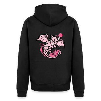 Rosa Drache - Unisex Premium Bio Zip Hoodie - Schwarz - Hinten - Nico (187cm)